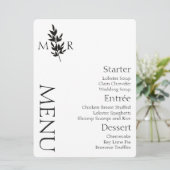 Invitation Menu de mariage avec logo de branche botanique (Debout devant)
