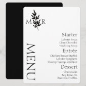 Invitation Menu de mariage avec logo de branche botanique (Devant / Derrière)