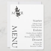 Invitation Menu de mariage avec logo de branche botanique (Devant)