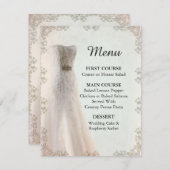 Invitation Menu de mariage blanc élégant, robe de mariée (Devant / Derrière)