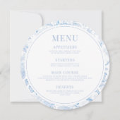 Invitation Menu de mariage bohème en porcelaine bleue à téléc (Devant)