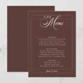 Invitation Menu de mariage calligraphié Choco Brown Ivory Cla (Devant / Derrière)