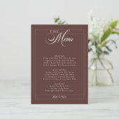 Invitation Menu de mariage calligraphié Choco Brown Ivory Cla (Debout devant)