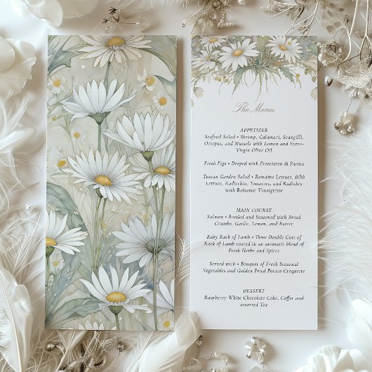 Invitation Menu de mariage Charming Wild Daisy Fleurs délicat