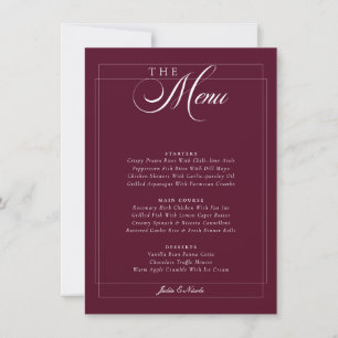 Invitation Menu de mariage classique calligraphié en ivoire d