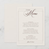 Invitation Menu de mariage classique Choco Brown Ivory Callig (Devant / Derrière)