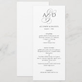 Invitation Menu de mariage classique monogramme écriture élég (Devant / Derrière)