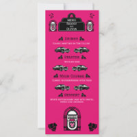 Menu de mariage de diner rétro des années 1950