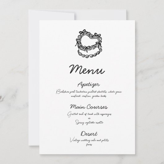 Invitation Menu de Mariage de gâteaux à main fantaisie (Devant)