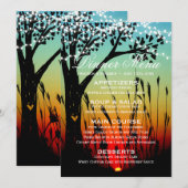 Invitation Menu de mariage du dîner de coucher de soleil avec (Devant / Derrière)