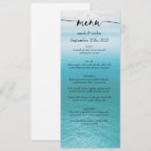 Invitation Menu de mariage écriture plage aquarelle océan (Devant / Derrière)