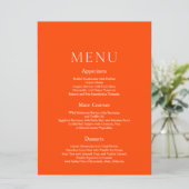 Invitation Menu de mariage élégant avec orange chaud (Debout devant)