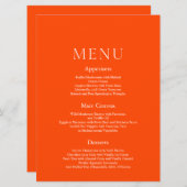 Invitation Menu de mariage élégant avec orange chaud (Devant / Derrière)