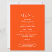 Invitation Menu de mariage élégant avec orange chaud (Devant)
