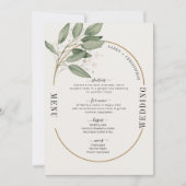 Invitation Menu de mariage élégant vert et or (Devant)