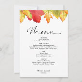 Invitation Menu de mariage Feuilles d'Automne (Devant)