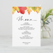 Invitation Menu de mariage Feuilles d'Automne (Debout devant)