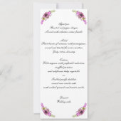 Invitation Menu de mariage floral à l'aquarelle rose et vert (Devant)