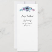 Invitation Menu de mariage floral aquarelle bleu et violet (Dos)