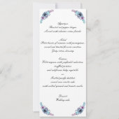 Invitation Menu de mariage floral aquarelle bleu et violet (Devant)