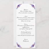 Invitation Menu de mariage floral aquarelle violet et bleu (Devant)