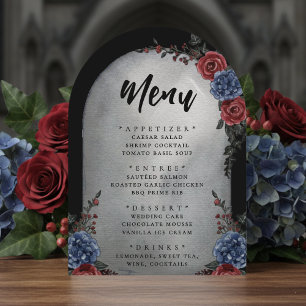 Invitation Menu de mariage floral gothique de pierre tombale