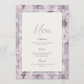 Invitation Menu de mariage floral gris lavande (Devant)