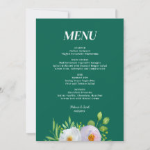 Menu de mariage imprimable floral vert forêt