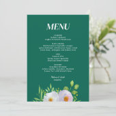 Invitation Menu de mariage imprimable floral vert forêt (Debout devant)