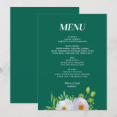 Invitation Menu de mariage imprimable floral vert forêt (Devant / Derrière)