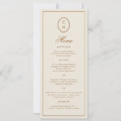 Invitation Menu de mariage long monogrammé rayé rose tendre (Devant)