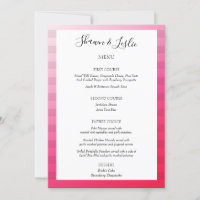 Menu de mariage moderne aux rayures roses