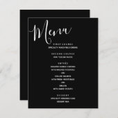 Invitation Menu de mariage moderne simple noir et blanc (Devant / Derrière)