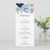 Invitation Menu de mariage Navy Blooms ou menu de douche de m (Debout devant)