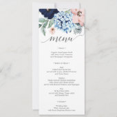 Invitation Menu de mariage Navy Blooms ou menu de douche de m (Devant)
