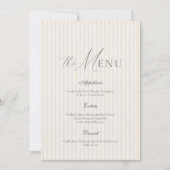 Invitation Menu de mariage neutre avec rayures beige (Devant)