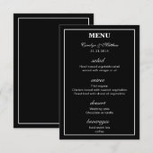 Invitation Menu de mariage noir simple élégant (Devant / Derrière)