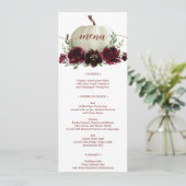Invitation Menu de mariage ou douche d'automne avec citrouill (Debout devant)