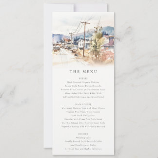 Invitation Menu de mariage paysage d'Asheville, Caroline du N