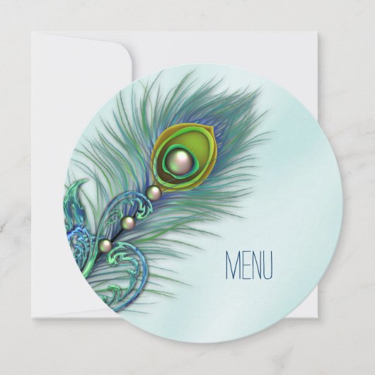 Invitation Menu de Mariage Peacock bleu violet et Turquoise (Devant)