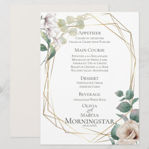 Invitation Menu de mariage Pivoines ivoire et Magnolias ros