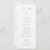 Invitation Menu de mariage rayé vert sauge et beige classique (Devant)
