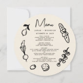 Invitation Menu de mariage rétro écrit à la main et dessiné à (Devant)