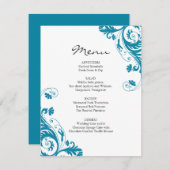 Invitation Menu de mariage sarcelle (Devant / Derrière)