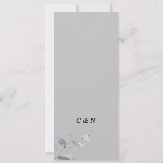 Invitation Menu de mariage simple et élégant avec verdure (Dos)