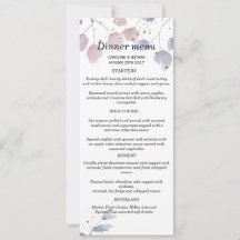Menu de mariage simple et élégant avec verdure