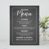 Invitation menu de mariage Tableau noir style calligraphie mo (Debout devant)