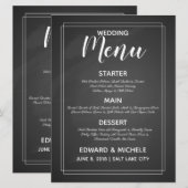 Invitation menu de mariage Tableau noir style calligraphie mo (Devant / Derrière)