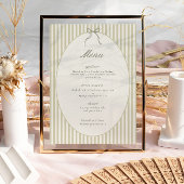 Invitation Menu de mariage vert à rayures fantaisistes