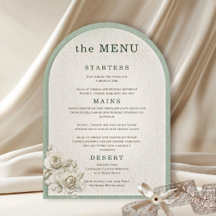 Invitation Menu de mariage vintage en dentelle ivoire et vert
